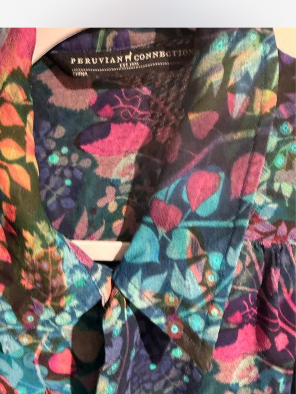 Peruvian Connection Multicolor Floral Button-Down Shirt - Picture 2 of 6